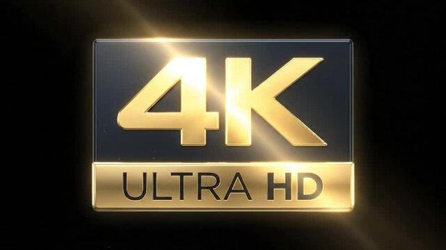 4k ultra hd gold logo on black background