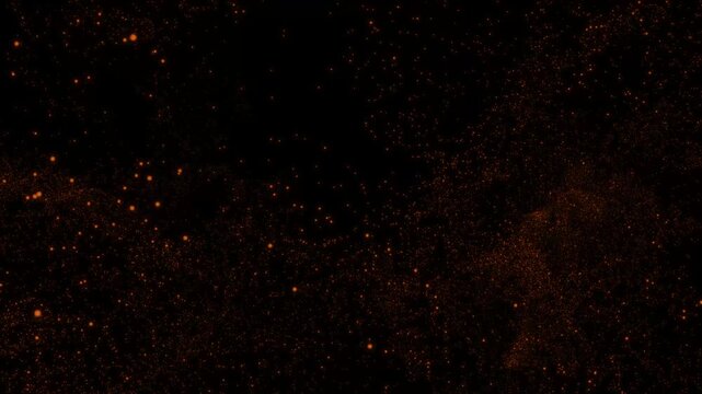 Abstract orange space background with bright dots and cosmic dust