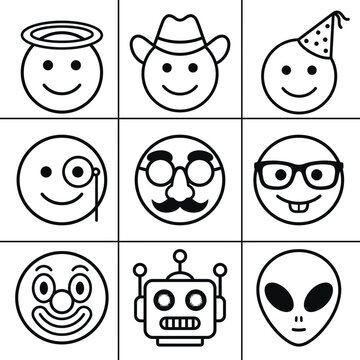 Smiling Faces Emotions Robot Alien.