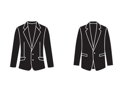 Black business jackets with white outlines for men in formal wear  isolated on white background