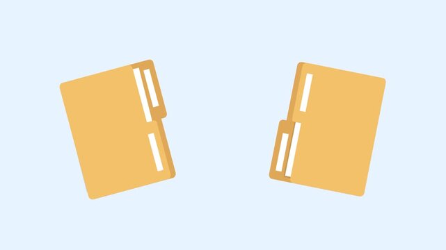 Motion Graphic of file transfer between two folders, office file animated video with background and transparent background.