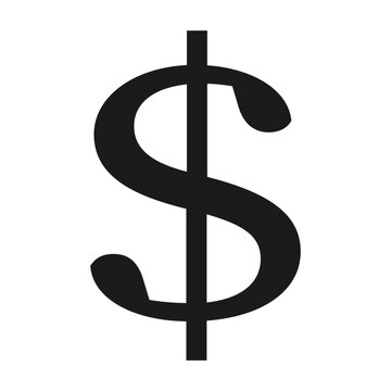 Dollar Sign Symbol Isolated on White Background Minimalist Finance Concept