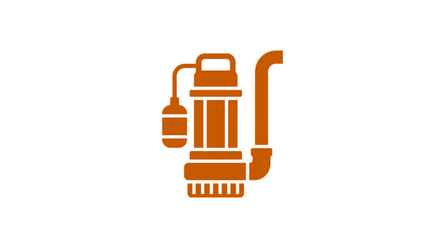 Orange Submersible Sump Pump Icon with Float Switch