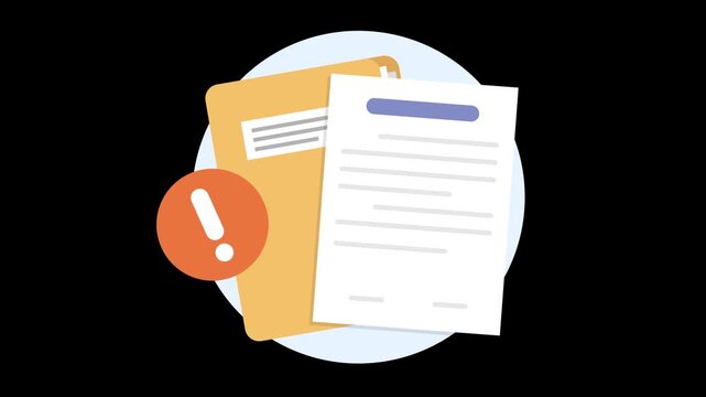 Animation file document icon with red exclamation mark notification.