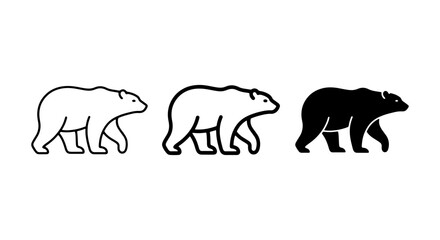Polar Bear Icons, Arctic Animal Silhouettes, Wildlife Vector Graphics, Mammal Outline Art © Saeedur