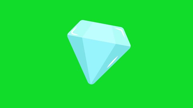 Animated diamond icon with smooth reveal, bounce, shake, and exit motion on green background. Luxury motion graphic suitable for premium services, jewelry, wealth, value, elegance, and achievement con