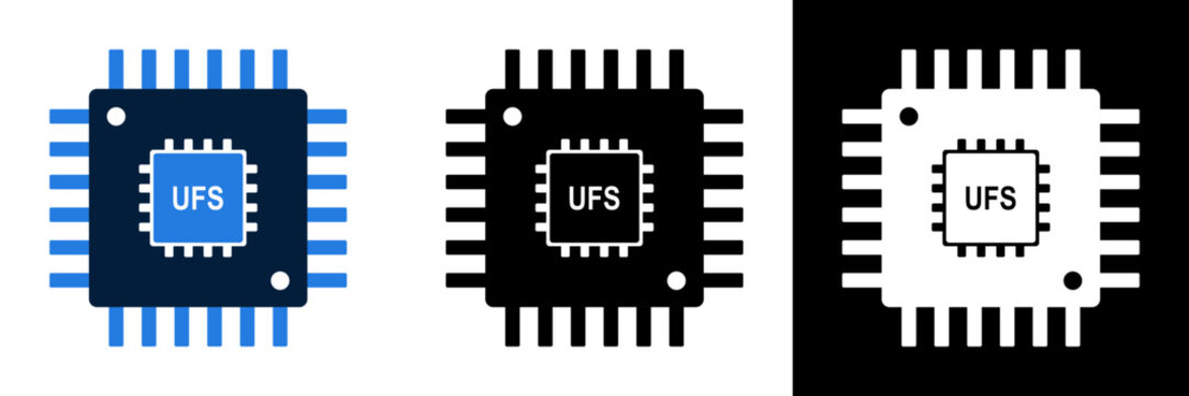UFS Universal Flash Storage Microchip Icon Set.