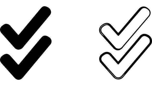 Double Check Mark Icons Set Vector Illustration