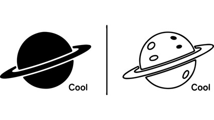 Minimalist Planet Icons With Rings Set © Al