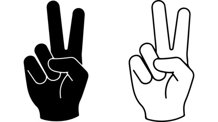 Obraz premium Set of Peace Sign Hand Gestures Vector Icons