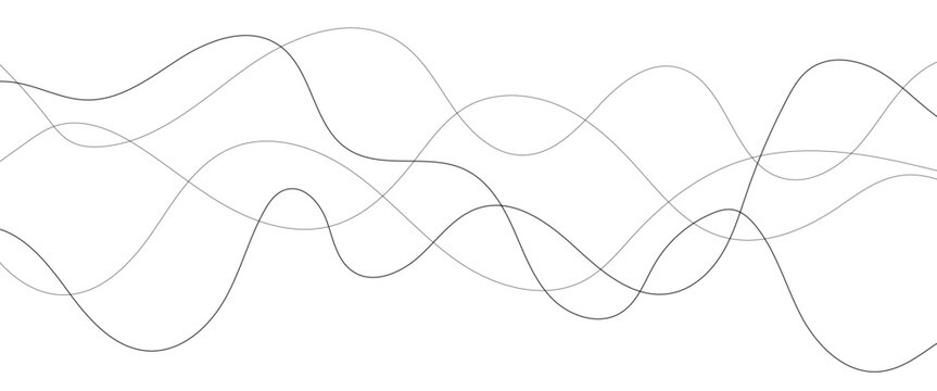 Technology abstract lines on white background. Undulate Grey Wave Swirl, frequency sound wave, twisted curve lines with blend effect