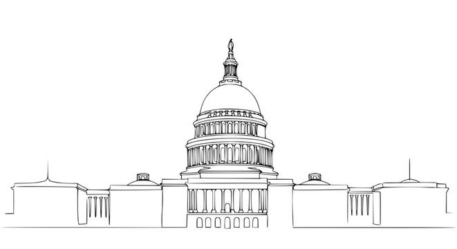 United States Capitol Building Outline Drawing