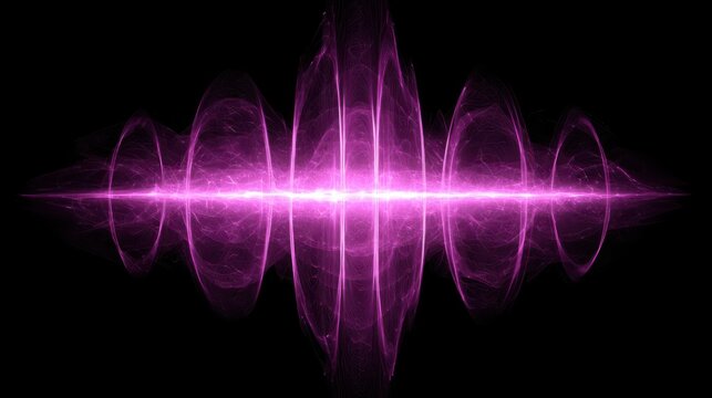 Ethereal purple sound wave visualized as glowing light energy against a black background, representing pure audio frequencies.