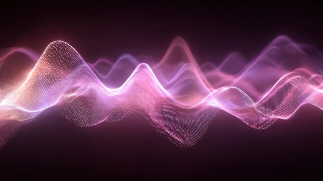 Ethereal Sound Waves Visualized as Flowing Pink and Purple Light Patterns