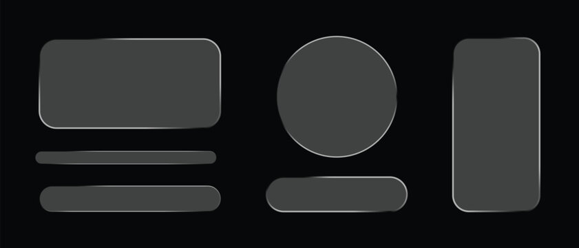 Black and White Glossy Web Button Icon Set Vector Illustration