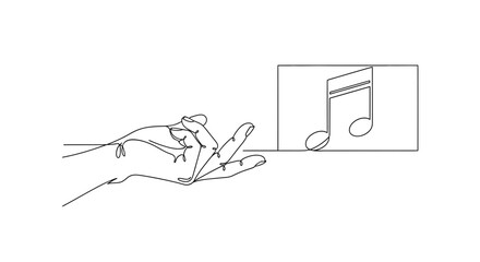 Obraz premium Hand Drawing Music Note, Creative Idea, Inspiration, Single Line Art