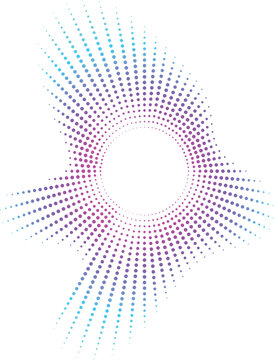 Abstract Black Halftone Dots Spiral Circle Pattern Background Vector Illustration with Decorative Light Effects and Curved Design Elements