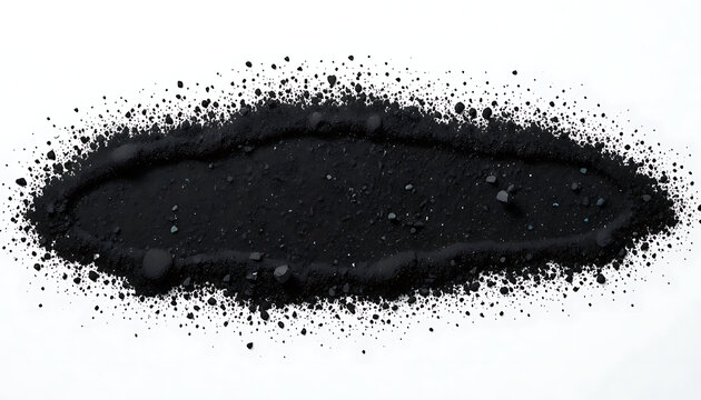 Black powder or dust smudge, oval-shaped, on white background, black dust oval shape