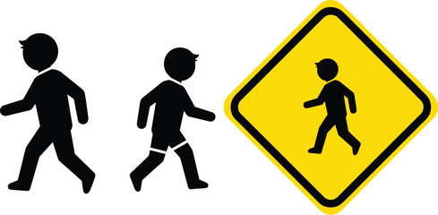 Silhouettes of children walking, pedestrian crossing sign pedestrian sign © RJ - Creativity