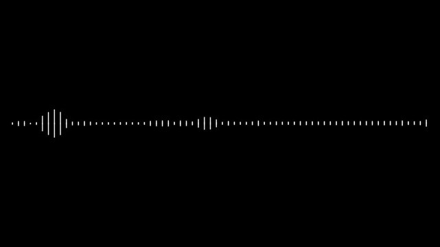 Line Digital Minimalist Sound Wave Animation on Black Background; 4K Audio Waveform Spectrum Motion Graphic, Podcast Sound Waves for Online Audio Streaming, and Music Equalizer Loop
