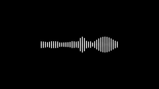 Line Digital Minimalist Sound Wave Animation on Black Background; 4K Audio Waveform Spectrum Motion Graphic, Podcast Sound Waves for Online Audio Streaming, and Music Equalizer Loop
