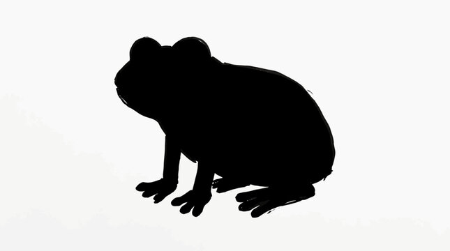 Silhouette of a sitting frog.