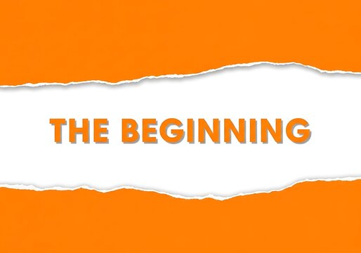 Orange background with torn paper revealing t h e b e