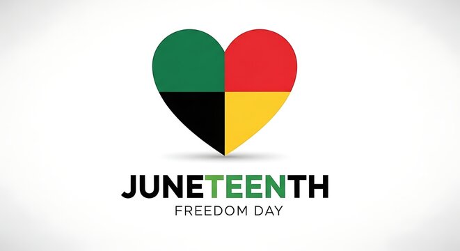 Juneteenth freedom day heart symbol isolated on white background