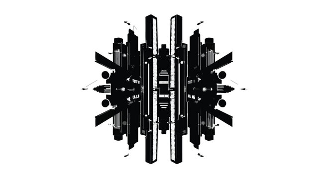 Symmetrical abstract geometric pattern with sharp edges and futuristic feel