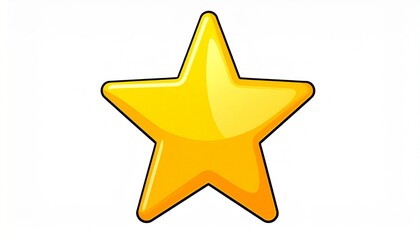 Fototapeta premium Glossy Yellow Star Symbol on White Background