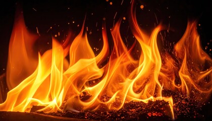 Fototapeta premium Vibrant Flames Burning Brightly in Darkness.