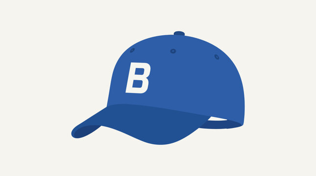 Blue baseball cap with white letter.