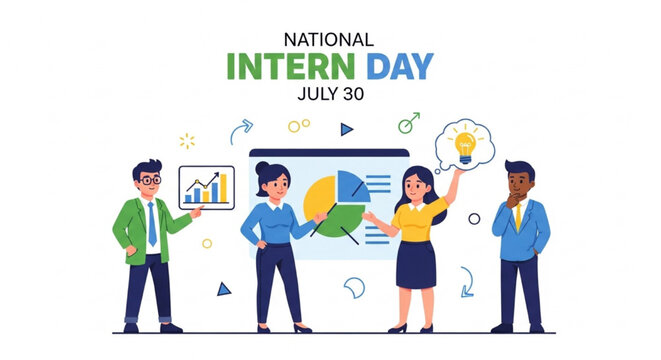 National Intern Day Workplace Team Collaboration Internship Illustration