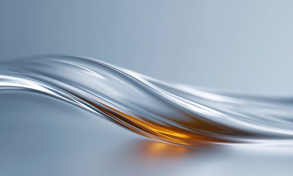Abstract Liquid Wave on Reflective Surface with Orange and Grey Tones