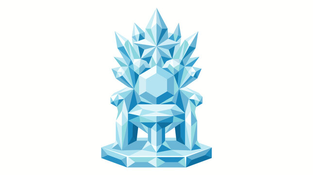 Stylized illustration of a majestic ice throne with sharp crystal facets, shimmering blue and white.