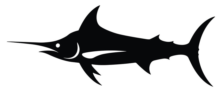 Marlin Fish Silhouette Against A White Background Silhouette