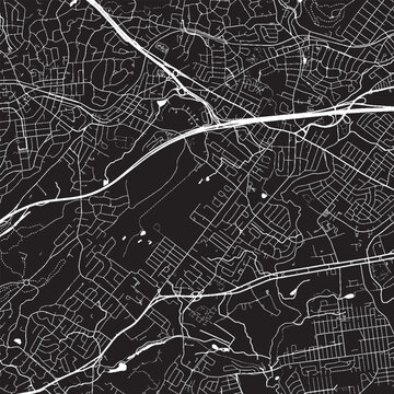 Springfield New Jersey Vector Map, Detailed Township Street Map Black and White Minimalist Line Art