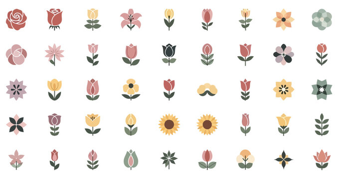 Hand-drawn watercolor floral elements set isolated on transparent background with spring botanical illustrations