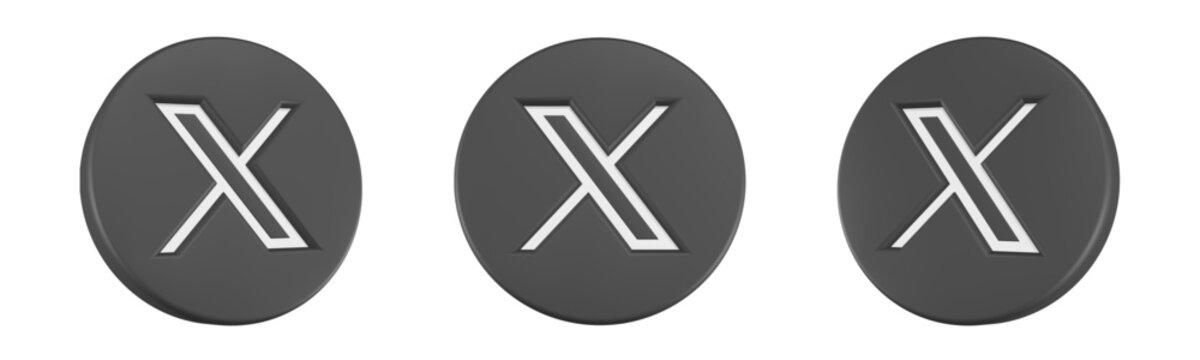 twitter icon 3d render circle button
