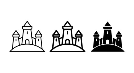 Castle Icons Set, Medieval Fortress Vector Graphics, Fantasy Landmark Symbols, Royal Architecture Illustrations © Shawon