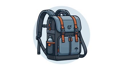 Fototapeta premium Modern Backpack with Water Bottle Holder and Orange Accents