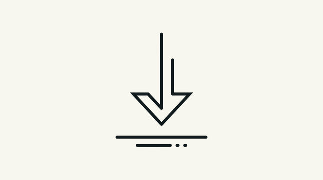 Simple line art icon of a downward arrow pointing to a horizontal line, representing download or descent.