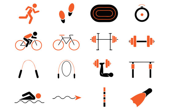 Diverse sports icons in a clean graphic style with ample copy space for branding