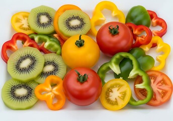 Fototapeta premium Colorful watercolor fruit and vegetable illustration