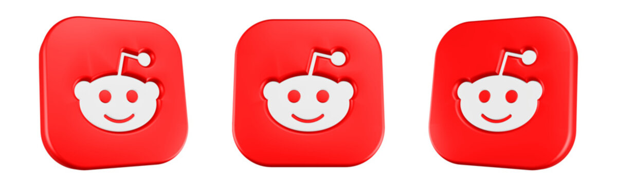 reddit icon 3d render square button