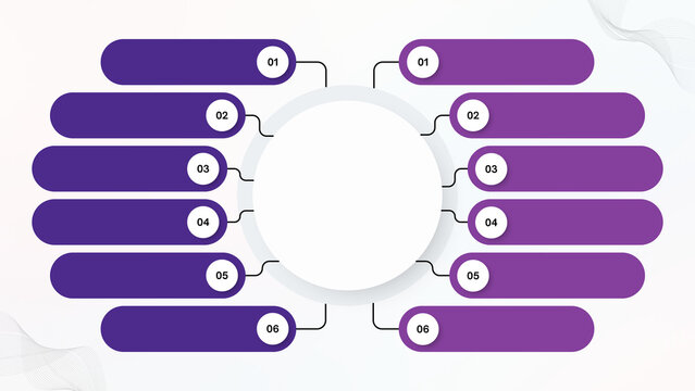 Infographic template with 12 options or steps, circular central element