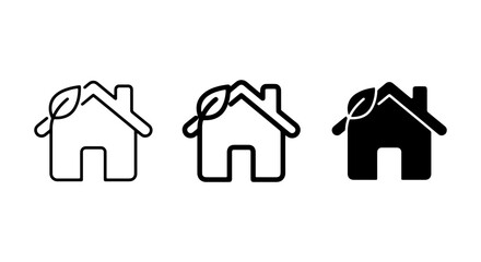 Fototapeta premium Eco Home Icons: Sustainable Living, Green Building, Organic House Vector Set, Nature Residence Symbol