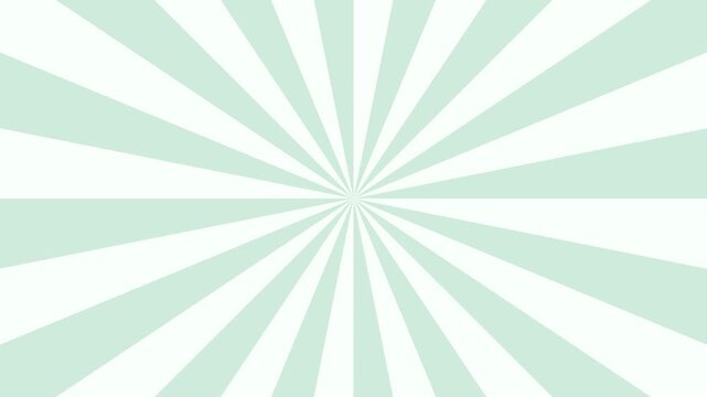淡いミントグリーンのサンバーストが回転する販促向けループ背景動画素材