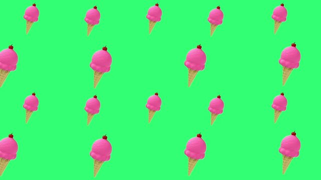 Icecream animation line motion on green screen background