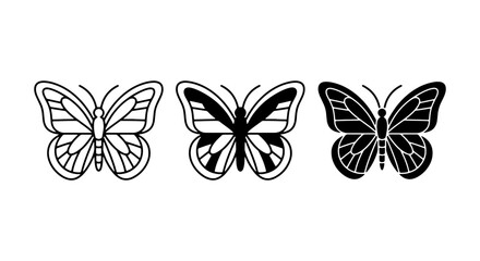 Butterfly Icons Set, Delicate Insect Graphics, Winged Creature Vector Art, Nature Elements Collection © Rifat